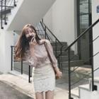 3/4-sleeve Crinkled Satin Blouse