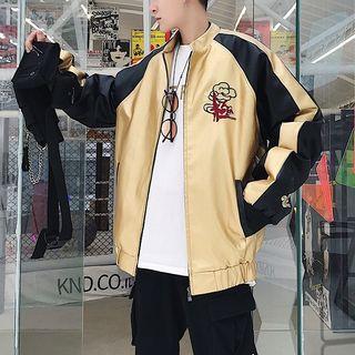 Color Block Printed Bomber Jacket