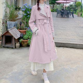Mock Two Piece Double Breasted Trench Coat