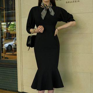 Lantern Sleeve Mermaid Dress