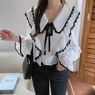 Laced Ruffled Crop Blouse