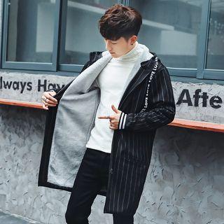 Pinstriped Hooded Long Zip Jacket