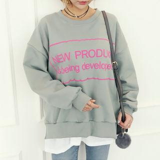 Lettering Layered-hem Sweatshirt