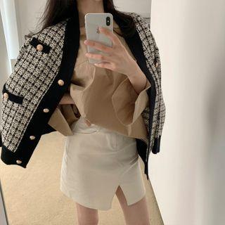 Button-up Plaid Cardigan