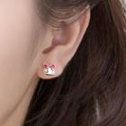 925 Sterling Silver Mouse Earring 1 Pair - Silver & Red - One Size