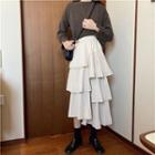 Asymmetric Midi Ruffled A-line Skirt