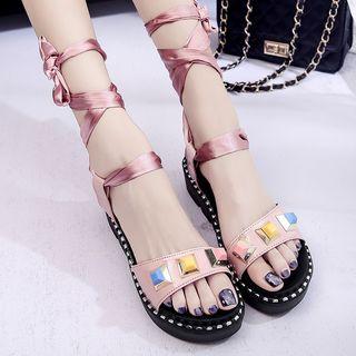 Studded Lace-up Sandals