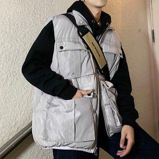 Pocket-detail Zip Padded Vest