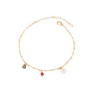 Fashion Simple Plated Gold Enamel Small Flower Cubic Zirconia Bracelet Golden - One Size