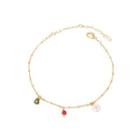 Fashion Simple Plated Gold Enamel Small Flower Cubic Zirconia Bracelet Golden - One Size