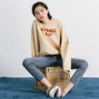 Lettering Sweatshirt Khaki Almond - One Size