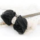 Sparkle Lace And Chiffon Bow Hair Pin -black One Size
