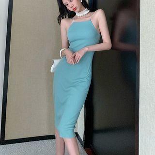 Halter-neck Open-back Sheath Dress