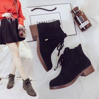 Low-heel Ankle Velvet Boots