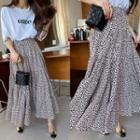 Leopard Tiered Long Skirt Ivory - One Size