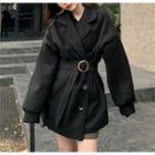 Belted Single-breasted Wool Coat Black - One Size