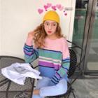 Color Block Sweater Pink - One Size