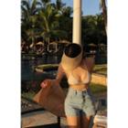 Frey-hem High-waist Denim Shorts