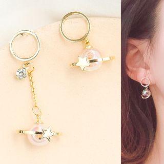 Non-matching Star Rhinestone Drop Earring