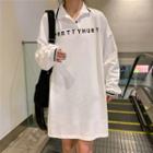 Long-sleeve Lettering Polo T-shirt Dress