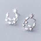 925 Sterling Silver Moon & Star Earring 1 Pair - S925 Silver - Earring - One Size