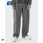 Adjustable-waist Gingham Straight-cut Dress Pants