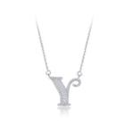 925 Sterling Silver Fashion Personality English Alphabet Y Cubic Zircon Necklace Silver - One Size