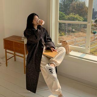 Oversize Woolen Herringbone Coat Navy Blue - One Size