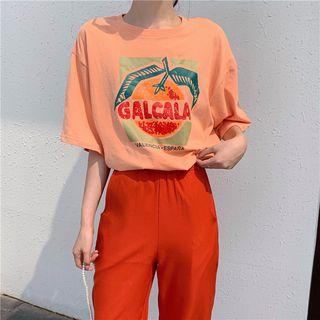 Short-sleeve Printed T-shirt / Cropped Harem Pants