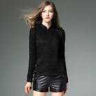 Stand Collar Long-sleeve Lace Top