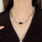 Layered Geometric Necklace Silver - One Size