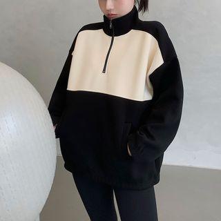 Two Tone Half-zip Sports Sweatshirt