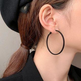 Alloy Hoop Earring 1 Pair - Ear Buckle Earring - Black - One Size