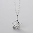 Star Rhinestone Pendant Sterling Silver Necklace Silver - One Size