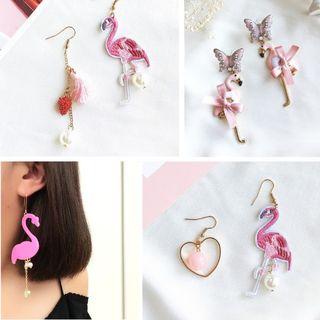 Faux-pearl Tassel Flamingo Earrings