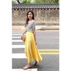 Linen Blend Maxi Flare Skirt Yellow - One Size