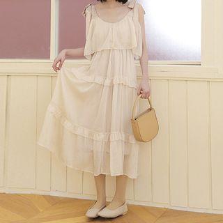 Sleeveless Frill-trim Midi Dress As Shown In Figure - One Size