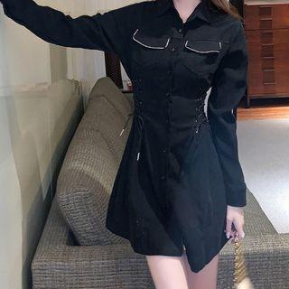 Lace-up Mini A-line Shirtdress