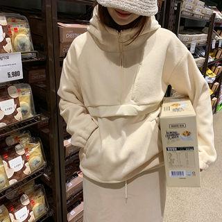 Zipped Dumble Anorak Hoodie Cream - One Size