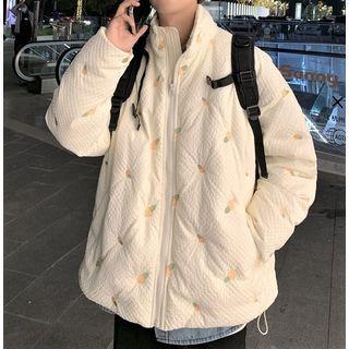 Embroidered Zip-up Down Jacket