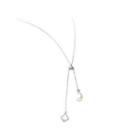 925 Sterling Silver Fashion Simple Four-leaf Clover Freshwater Pearl Tassel Necklace Silver - One Size