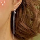 925 Sterling Silver Rhinestone Leaf Fringed Earring