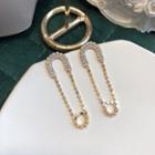 Rhinestone Safety Pin Drop Earring 1 Pair - As Shown In Figure - One Size