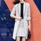 Single-breasted Tweed Coat / Mini A-line Skirt