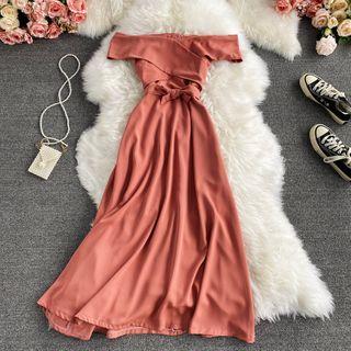 Off-shoulder Maxi Dress With Sash
