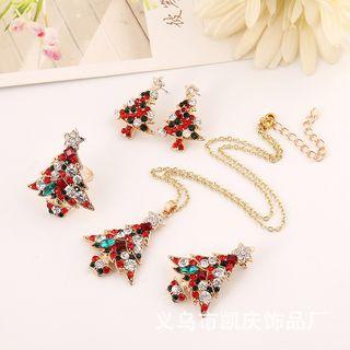 Christmas Tree Set : Ring + Brooch + Necklace