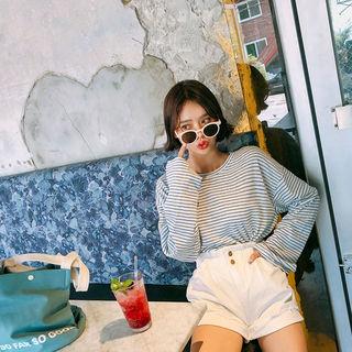 Long-sleeve Loose-fit Stripe T-shirt