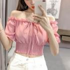 Short-sleeve Off-shoulder Chiffon Blouse