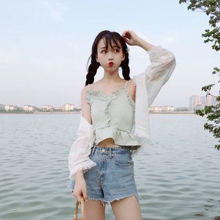 Plaid Frill Trim Cami Top