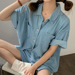 Short-sleeve Denim Shirt / Shorts / Set